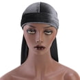thumbnail image 3 of Sombrero turbante musulmán Sunnimix Gorra de terciopelo Bandana Durag para Hombres y Mujeres gris, 3 of 8