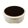 thumbnail image 3 of Pouf de Rangement Rond Augusta en Cuir Beige Crème avec Clous, 3 of 5