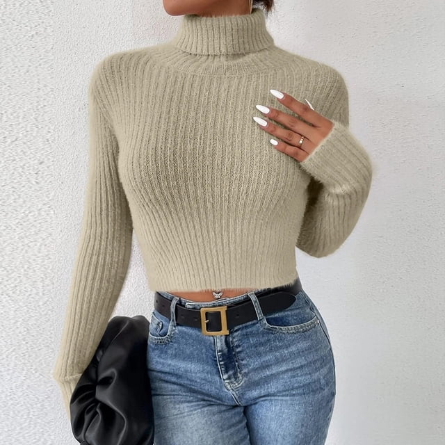 EGNMCR Pull à Col Rond pour Femmes, Pull Décontracté Mode pour Femmes Pull à Manches Longues Col Rond Women Sweater