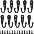 thumbnail image 1 of 10 Uds. Ganchos para abrigos de metal negro retro, ganchos de pared individuales atornillados, perchero de pared vintage para albornoz, estantes para el hogar, cajones, taquillas, baño con 20, 1 of 5