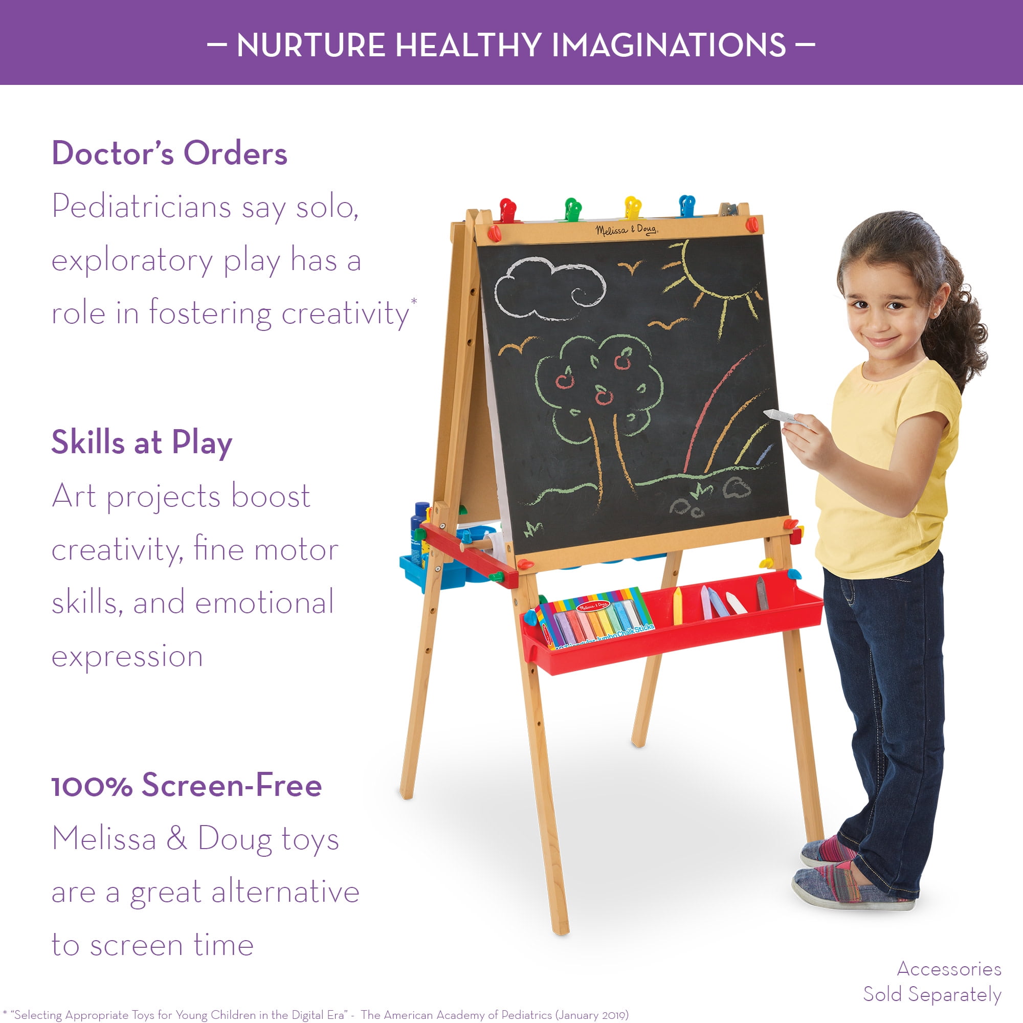 Melissa & Doug Deluxe Standing Art Easel - Dry-Erase Board, Chalkboard, Paper Roller - FSC Certified