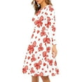 thumbnail image 2 of Renewold Valentine's Day Dress Long Sleeve for Women Size 2XL Red Bow Hearts Flare Casual Midi Dresses Soft Comfortable Jumpskirt Evening Wear for Fall Winter, 2 of 7