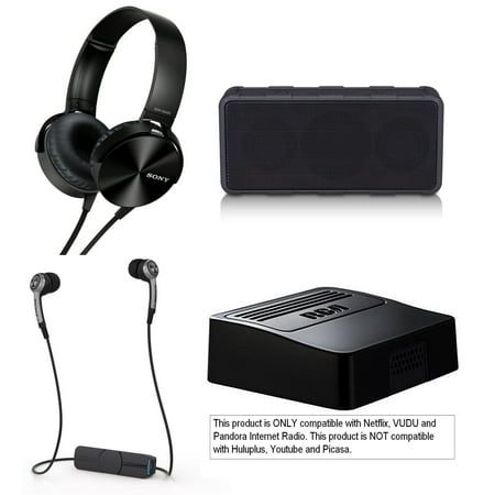 New Electronics For Christmas Gifts Tech & Gadget Electronics Gift Box Audio TV Video Bundle Holiday Christmas - Sonyy Extra Bass Headphones + Wireless Speaker, Netflix Player, Earbuds for iPhone & Android (Open Box - Like New) ()