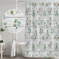 thumbnail image 4 of Daisy Shower Curtain Set - Long 72" x 84" Washable Bathtub Curtain with 12 Hooks, Spring Floral Eucalyptus Leaves Botanical Gray Wood Waterproof Fabric Stall Shower Curtains for Bathroom Décor, 4 of 6