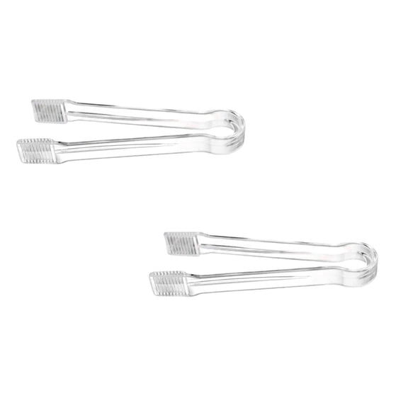 2 Pcs Plastic Buffet Serving Tongs Small Ice Tongs Clear Kitchen Tongs Mini Serving Utensil Tongs for Catering Appetizers, Salad, Desserts, Barbecue, Cookies, 6.3x1.4 Inch, Clear