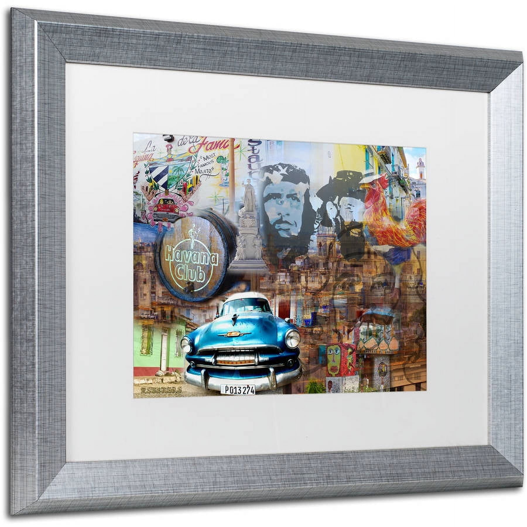 Trademark Fine Art "Havana Club II" Canvas Art by Alberto Lopez, White Matte, Silver Frame