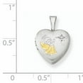 thumbnail image 3 of Sterling Silver Rhodium-plated Gold-plated & Diamond Angel 12mm Heart Locke, 3 of 3