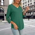 thumbnail image 3 of Breezora Womens V Neck 3 4 Sleeve Tee Casual Solid Color Loose Fit Short Sleeve Top Breathable Daily Wear XL Size Green, 3 of 8