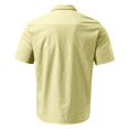 thumbnail image 5 of Men's Solid Color Cuban Collar Casual Short Sleeved Imitation Cotton Linen Men's Large Shirt XL, 5 of 5