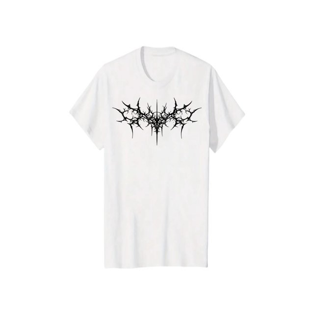 Camiseta de algodón con estampado de alas góticas, informal, cuello redondo, manga corta, corte holgado, lavable a máquina, ideal para todas las estaciones.