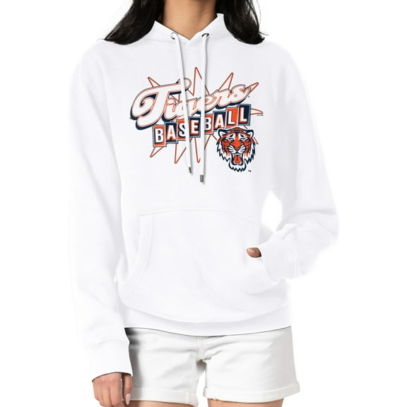 Women's Starter  White Detroit Tigers Drive-In Pullover Hoodie