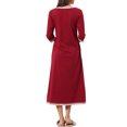 thumbnail image 3 of INSPIRE CHIC Women's Nightgown 3/4 Sleeve V Neck Loungewear Long Sleep Nightshirt with Pockets S Wine Red, 3 of 6