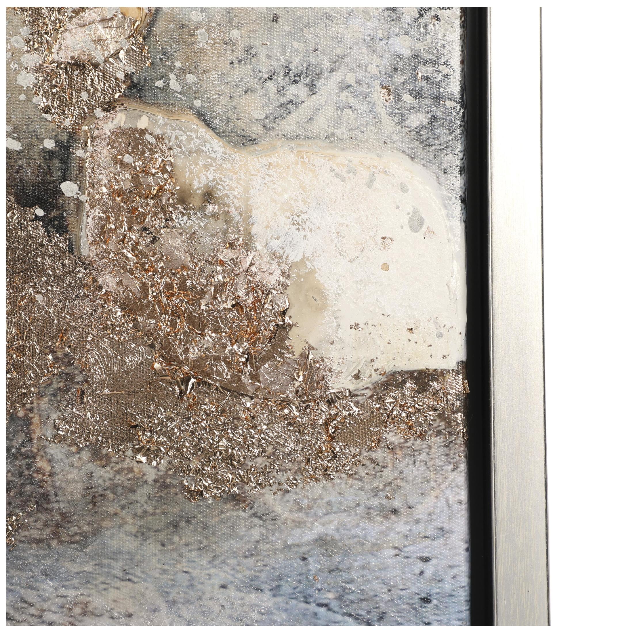 65" x 47" Watercolor Abstract Framed Wall Art with Gold Foil Accents, by DecMode