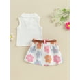 thumbnail image 3 of Suealasg Toddler Girl Clothes 6M 1T 2T 3T 4T Solid Color Ribbed Sleeveless Tank Tops and Flower Strawberry Print Skirts with Belt Kids Girls Summer 2Pcs Outfit Set, 3 of 6