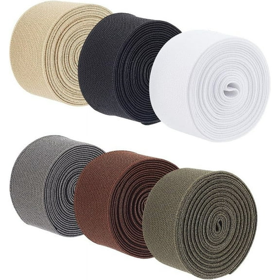 16.4 Yards 6 Color Thick Elastic Sewing Tape 30mm Wide Coloured Elastic Knitted Sewing Tape Polyester Elastic for Sewing Belts Clothes and DIY Crafts Multi-color