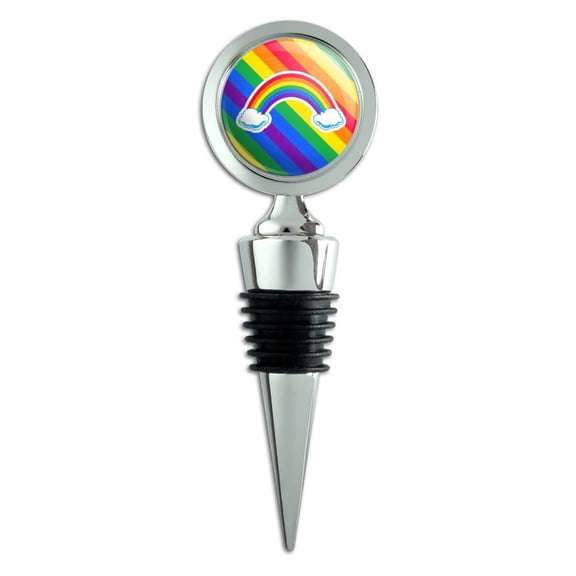 Double Rainbow with Clouds Wine Bottle Stopper