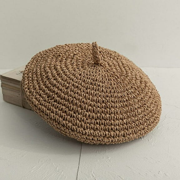 CoCopeaunt Handmade Straw Berets For Women In Spring And Summer, Outdoor Travel, Beach Vacations, Breathable UV Protection Hats