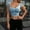 Blue, variant on Tank Tops for Women, Solid Color Button Up Sheer Blouse with U Neck Short Sleeves Modern Sheer Top for Spring and Summer Yellow XL