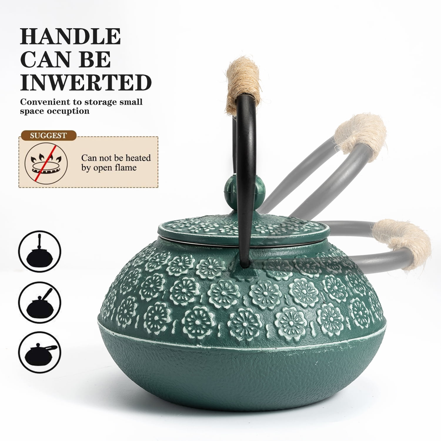 47oz Cast Iron Tea Kettle Stovetop Safe Japanese Tea Pot With