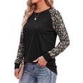thumbnail image 3 of Fantaslook Women Long Sleeve Shirts Color Block Casual Tops Crewneck Fashion Fall Clothes, 3 of 8