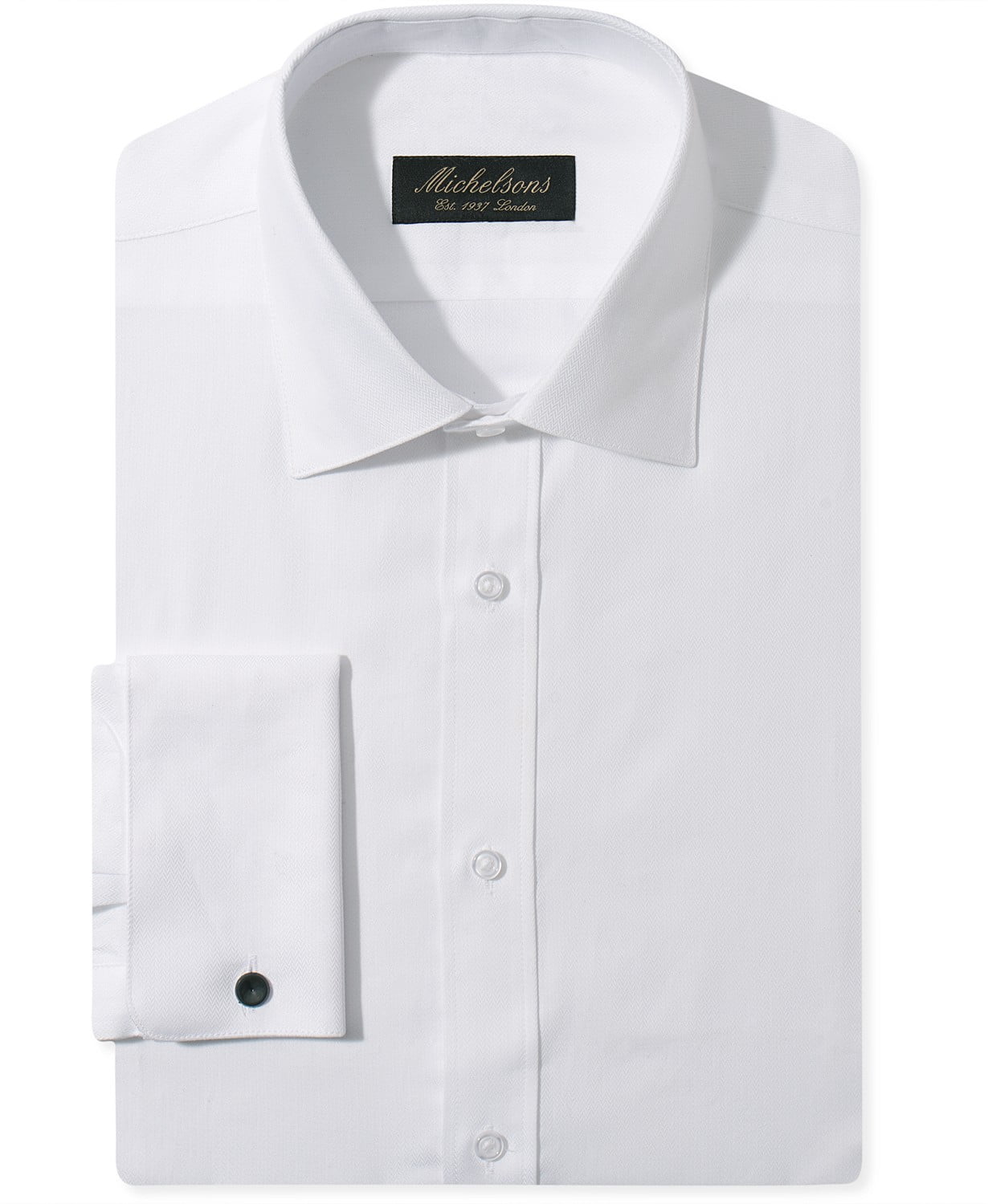 Michelsons Men's Slim Fit Chevron Textured French Cuff Tuxedo Shirt