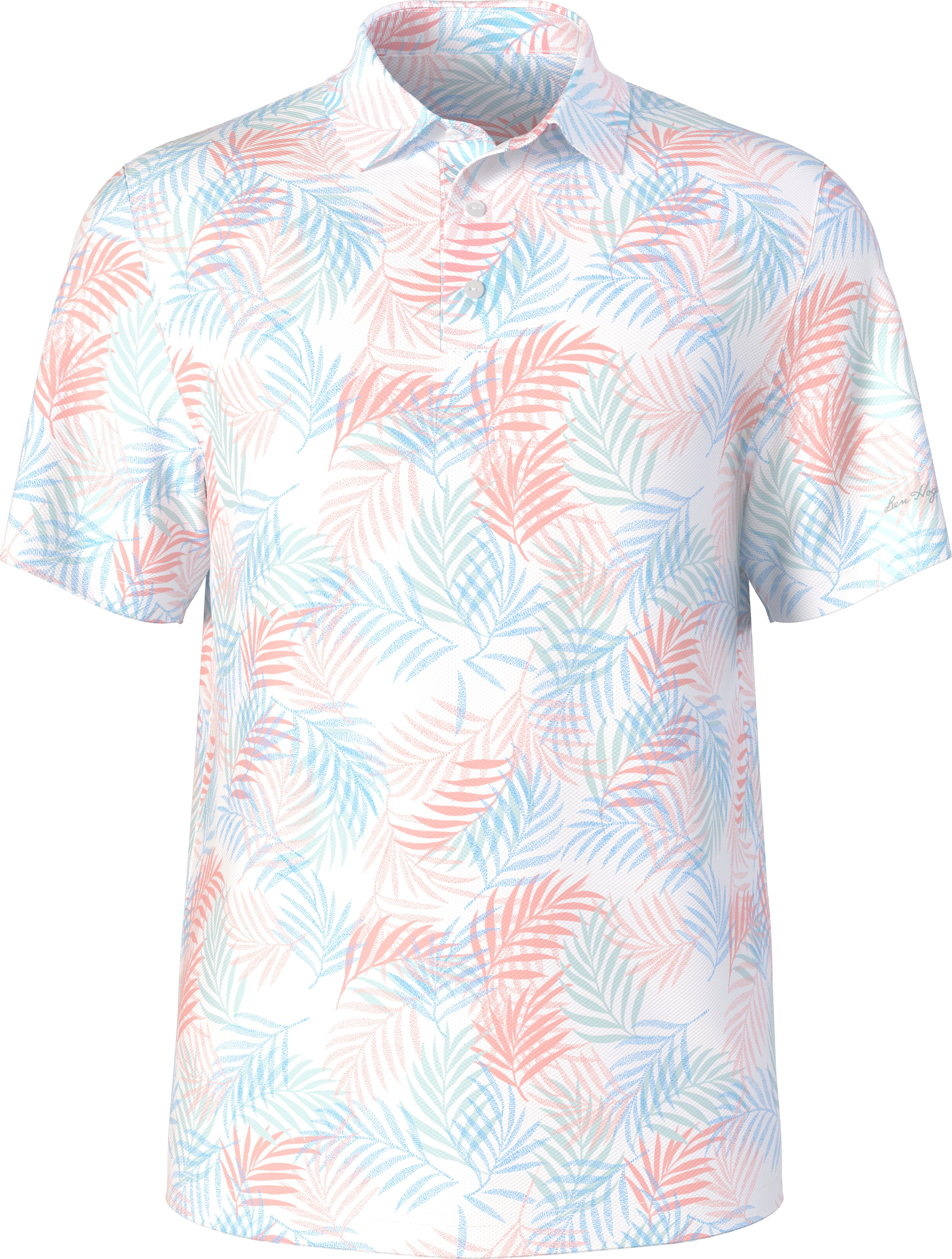Ben Hogan Men's & Big Men's Performance Textured Multi-color Tropical Short Sleeve Polo Shirt, up to 5XL