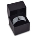 thumbnail image 3 of Tungsten Awareness Ribbon Symbol Band Ring 8mm Men Women Comfort Fit Blue Dome Brushed Gray Polished, 3 of 4