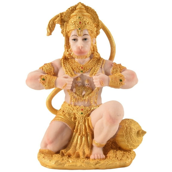 Gold Hanuman Statue Indian Lord Sculpture India Figurine Collection Idol Murti Sculpture for Decor Ornament