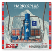Harry's Plus Holiday Gift Set with Shaving Razor for Men, 3 Blade Refill Cartridges, and Shave Gel