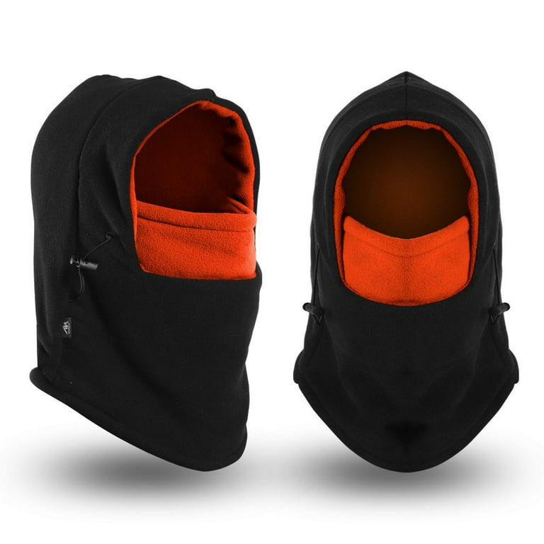 Children Winter Trapper Hat/Balaclava Fleece Windproof Ski Mask, IClover Unisex Ushanka Hunting Hat Russian Trooper Ear Flap Chin Strap Hat With Windproof Mask-Keep Warm In Cold Weather Black & Orange