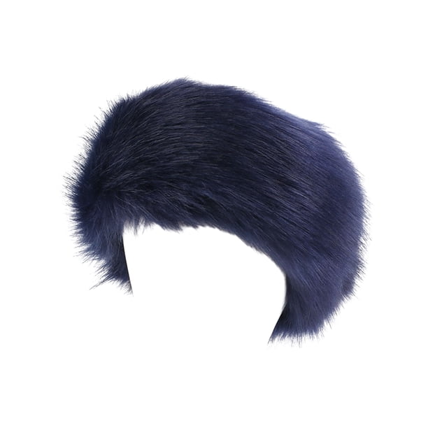 Sonducket Manténgase abrigado y elegante con la diadema de piel sintética para mujer, ropa cómoda, diadema de piel sintética transpirable Accesorio para el cabello azul oscuro