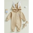 thumbnail image 4 of Gupgi Infant Easter Jumpsuits Cute Bunny Ear Romper Spring Long Sleeve Zip Up Hooded Bodysuits, 4 of 9