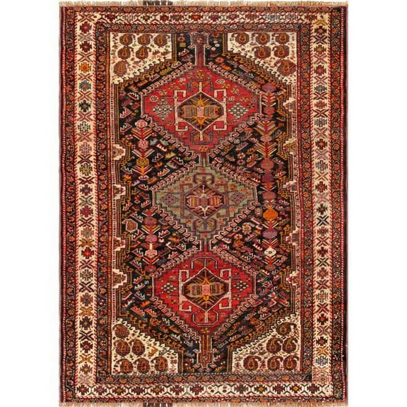 Pasargad Home Vintage Azerbaijan Hand-Knotted Wool Area Rug  4' 4" X 6' 9"