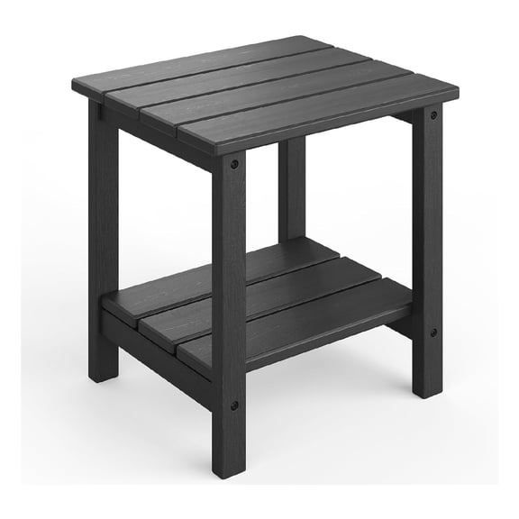Outdoor Adirondack Side Table, HDPE 2-Tier Sturdy Patio End Table Weather Resistant for Adirondack Chair, Outdoor Square Side Tables for Patio, Poolside, Porch, Deck, Indoor, Backyard