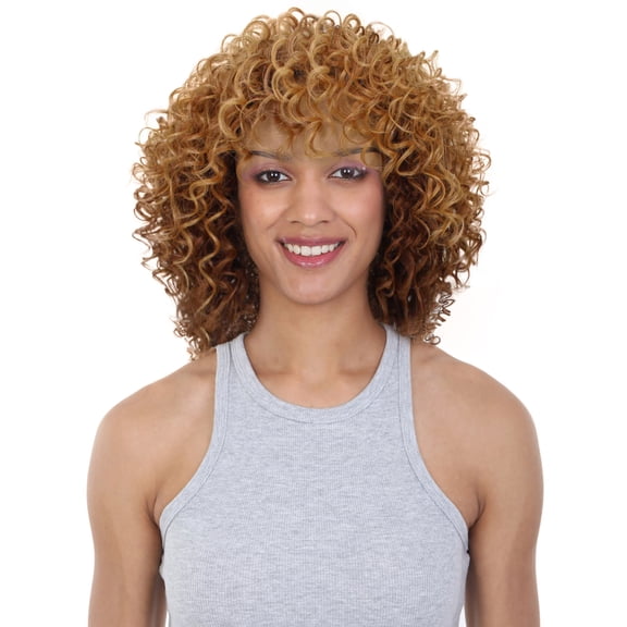 LUXLUXE Gabrielle Curly Pixie 12 in Long Full Wig No Lace Wig, Heat Resistant Fibers, 16+ Shades of Natural, Dip Dyed, & Blended Colors