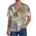 thumbnail image 1 of Balery Elegant Ivory Flower Camisa Casual de Manga Corta con Botones para Hombre, Texturizada, Estilo Cubano, para Playa, Verano-Large, 1 of 5