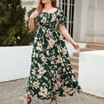 thumbnail image 1 of LOVZFMLL Robe d'Été pour Femme à Imprimé, Décontractée, Ample, à Manches Courtes, Col Ras du Cou, Verte, 3TG, 1 of 8