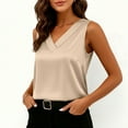 thumbnail image 4 of Womens Solid Blouses Silk Satin Tank Tops V Neck Casual Camisoles Sleeveless Business Work Blouse Dressy Spring Summer Comfy Shirts, 4 of 7