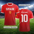 thumbnail image 2 of WAYUTE Men's Spain Soccer T Shirt Short Sleeve Athletic Crew Neck Tee with DIY Name Number Patriotic Pattern Sport Top for Game Days, 2 of 5