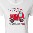 thumbnail image 4 of Inktastic Set My Heart on Fire Valentine Fire Truck with Hearts Women's T-Shirt, 4 of 5