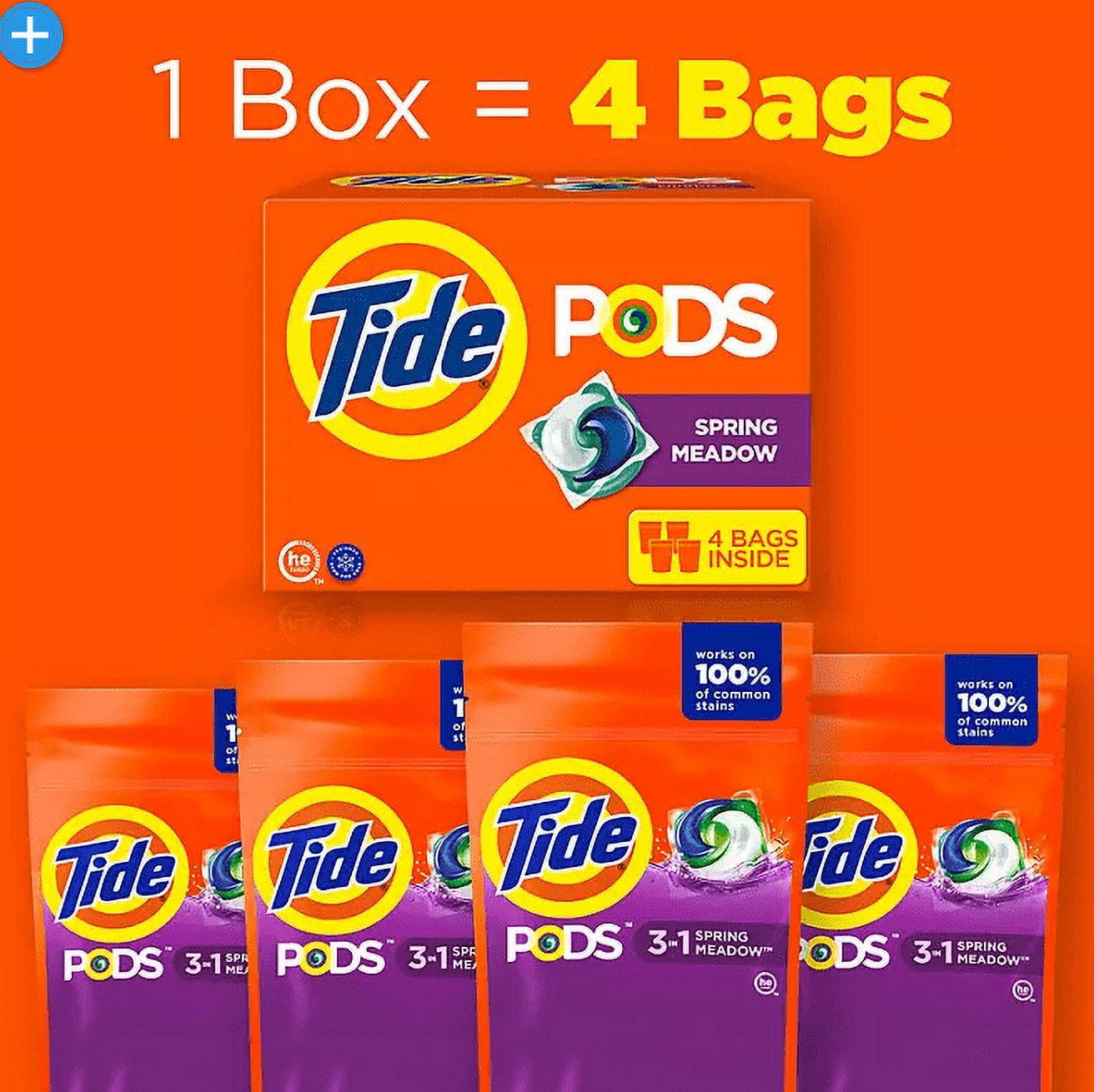 Tide PODS Laundry Detergent, HE Compatible, Spring Meadow, 156 Count
