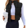 thumbnail image 1 of Solid Color High Waist Zipper Jacket Sleeve Vest Fashion Casual Short Top Vest, 1 of 5