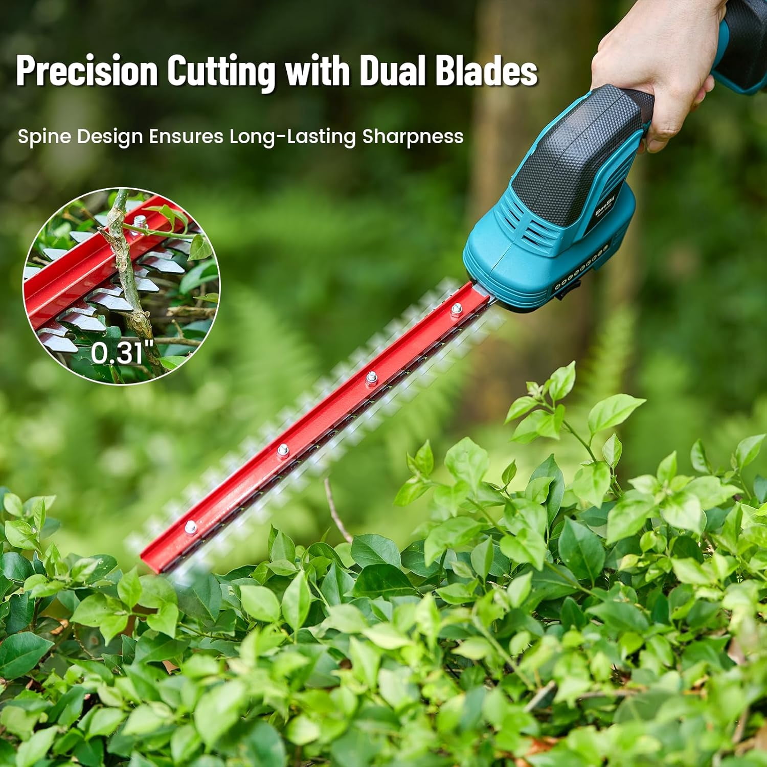 Seesii 3-in-1 Cordless Pole Hedge Trimmer, 21V Electric Hedge & Grass Trimmer with 2*4.0Ah Rechargeable Batteries, 16ft Reach, Extended Pole with 180° Adjustable Angle for High Shrubs, Bush and Grass
