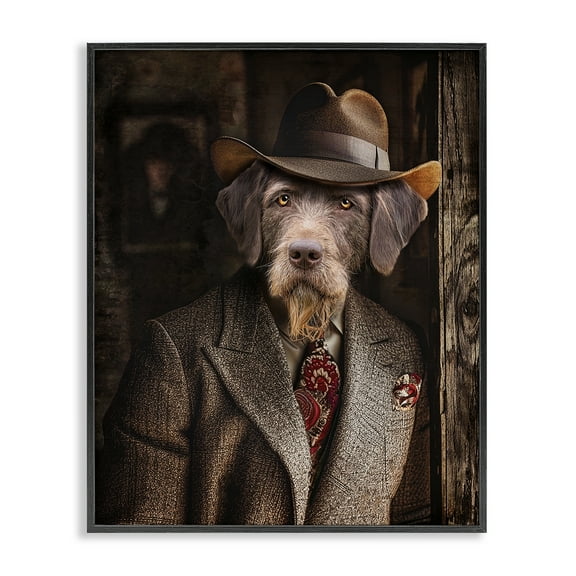 Stupell Industries Classic Dog in Suit Animals & Insects Painting Black Framed Art Print Wall Art, 11 x 14