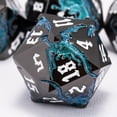 thumbnail image 3 of DND Dice Set 7Pcs Polyhedral Metal Dice, Gunmetal Teal Dragon RPG Dice with White Numbers for Dungeons and Dragons Games, 3 of 7