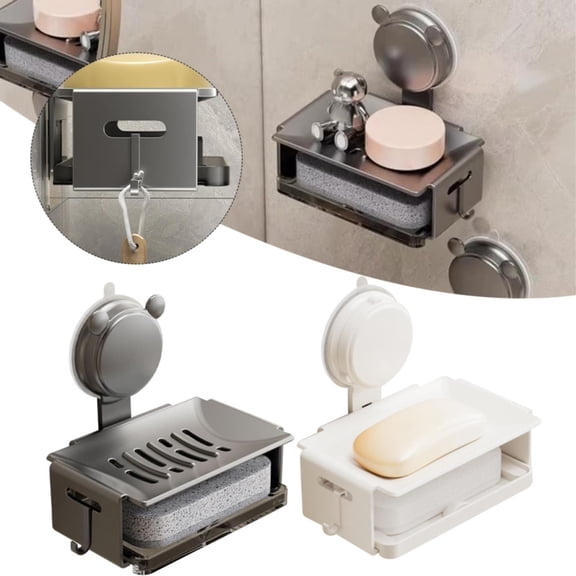 Walmart Clearance! Aminojy Soap Dish Soap Holder Suction Cup Powerful Vacuum Suction, Wall Mounted Self Draining No-Drilling Removable Bar Soap Sponge Holder For Shower, Bathroom My Orders