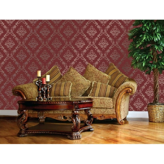 Large Wall Damask Stencil Faux Mural Design #1008 20" x 22 3/8"
