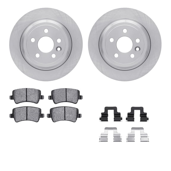 Dynamic Friction Company Rear Brake Rotors with 5000 Euro Ceramic Brake Pads includes Hardware 6612-11095
