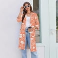 thumbnail image 3 of Lightweight Robes for Women Zipper Loose Fit Womens Bathrobe Zipper Front 3/4 Sleeve Knee Length Vintage Floral Print Trendy Pajama Sleepwear with Pockets Orange XL, 3 of 4