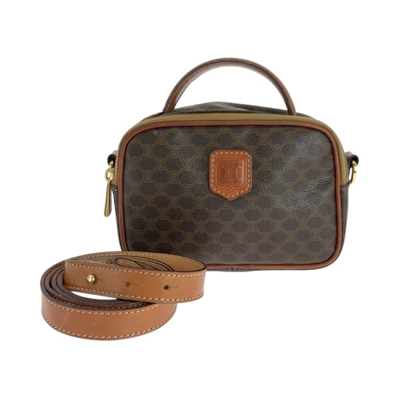 Pre-Owned CELINE Vintage Macadam Shoulder Bag in Dark Brown with Gold Hardware,... (Good)